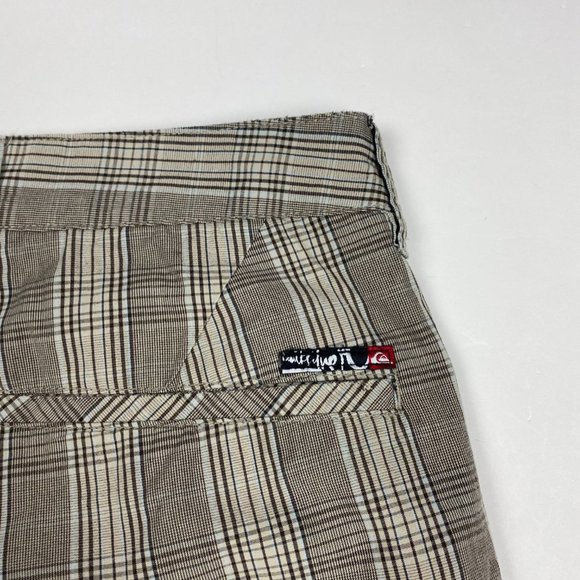 Quiksilver Shorts Mens 32 Cotton Brown Check Plaid Chino Golf Bermuda - Picture 5 of 11